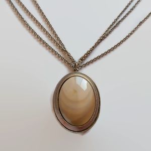 5/$20 - Long Pendant Necklace with cream cabachon